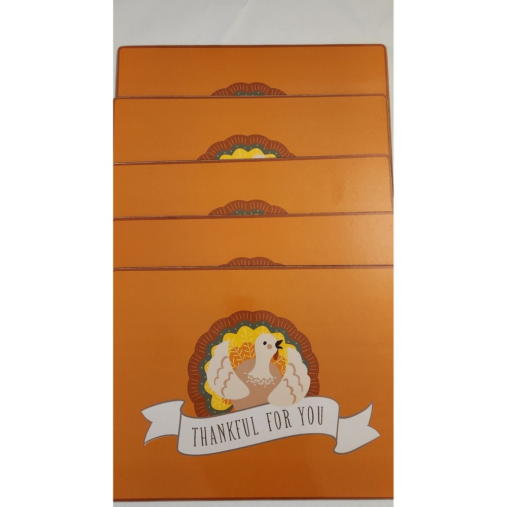 Pottery Barn Kids 2016 Thanksgiving Turkey Cork Back Placemats Set of 5 Orange